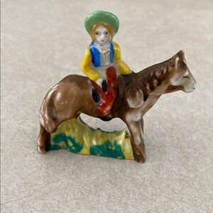 Handcrafted Cowboy and Horse Figurine - Multicolor